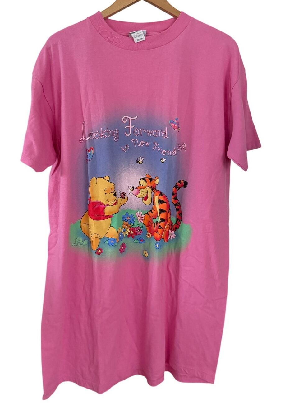 Disney 90s Pink Winnie The Pooh Pajama Dress Night Gown XL / XXL Retro Vintage